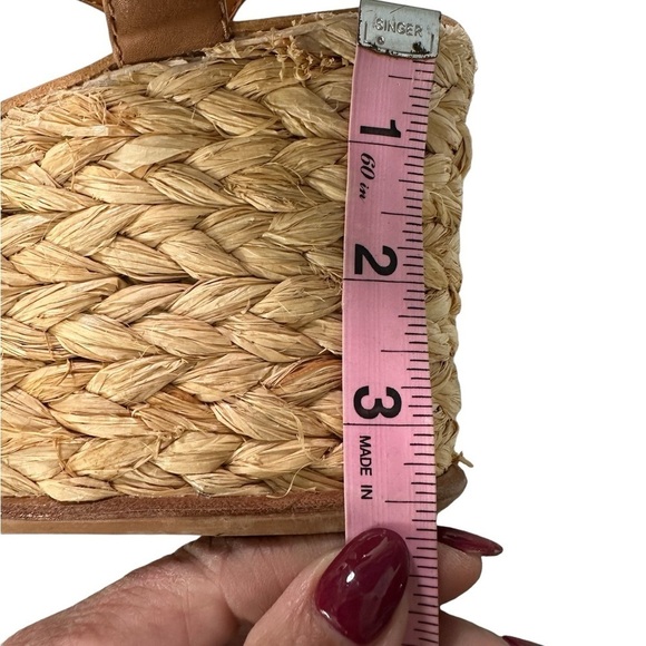 Dolce Vita Dane Raffia Wedge Summer leather platform sandals Tan Caramel Size - Picture 6 of 11